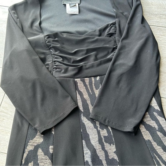 Frank Lyman Black and  Leopard Print Square Neck Jersey Dress - Picture 11 of 13